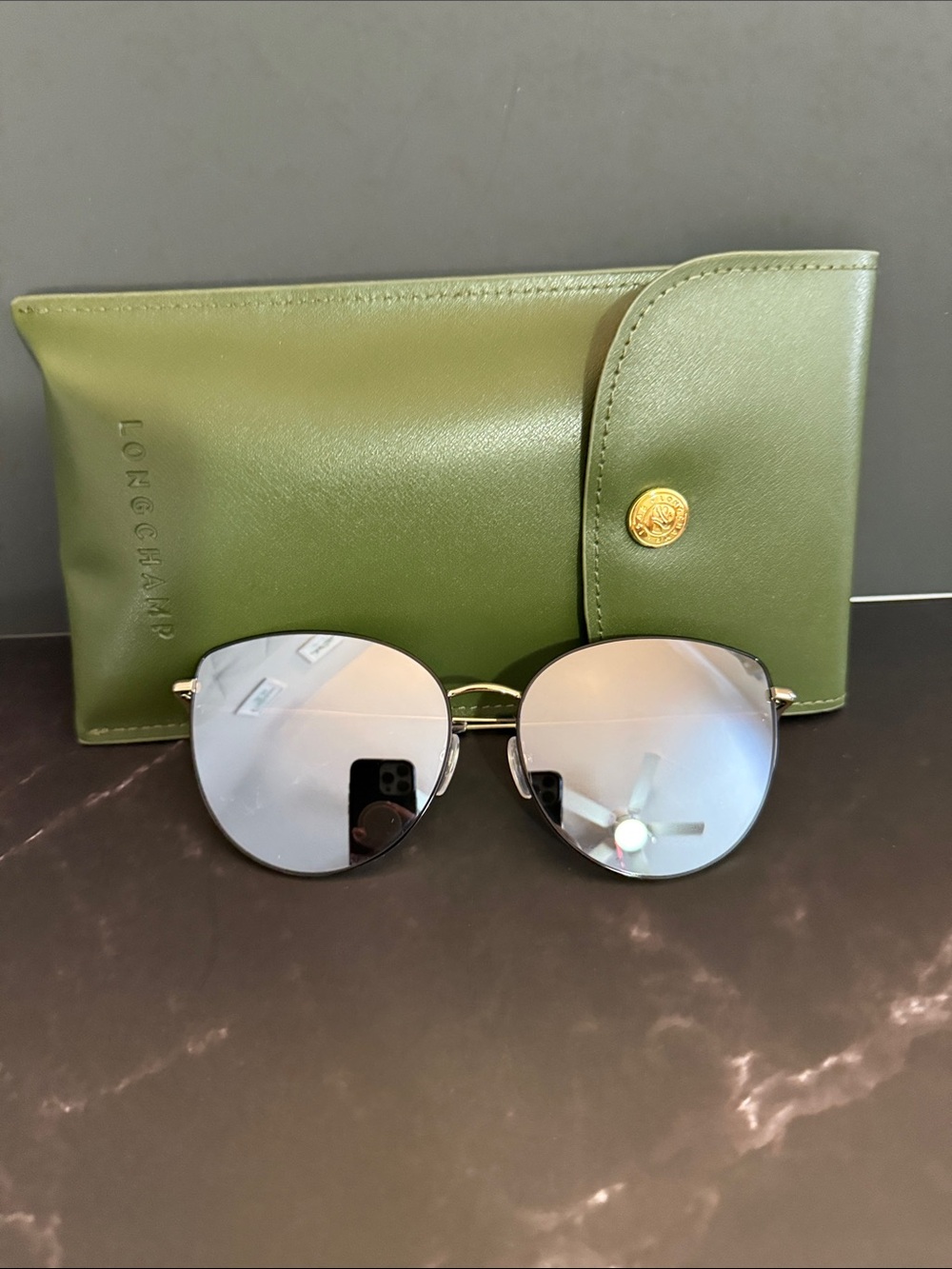 Longchamp Cat Eye Sunglasses - Black/Gold